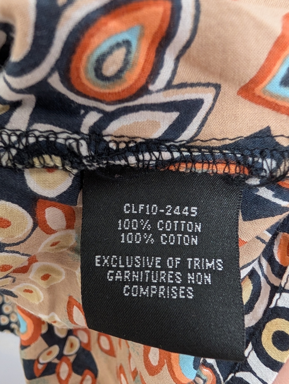 COUPE COLLECTION BOHO PRINT BLOUSE EARTH TONES 100% COTTON FLOWY TOP - Picture 6 of 6